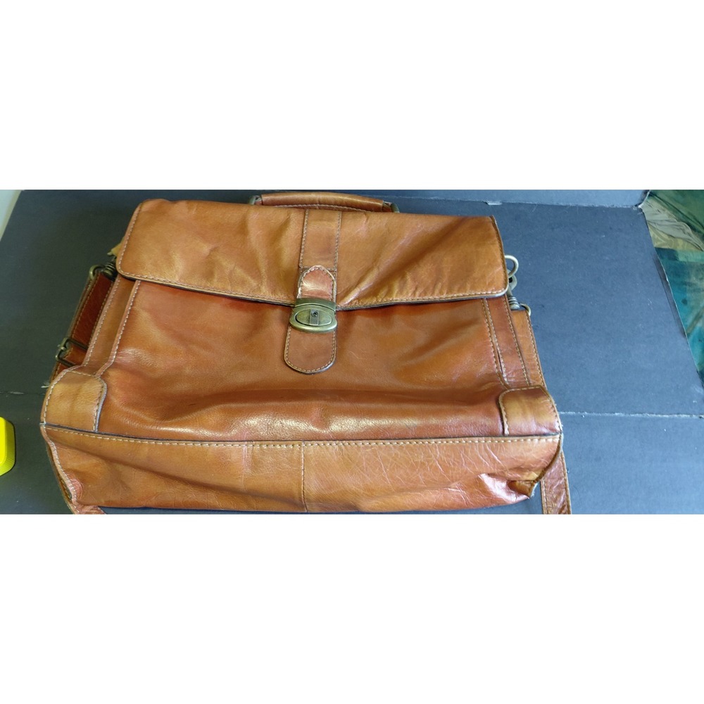 distressed heritage classic vintage executive tan leather briefcase mesenger Bag